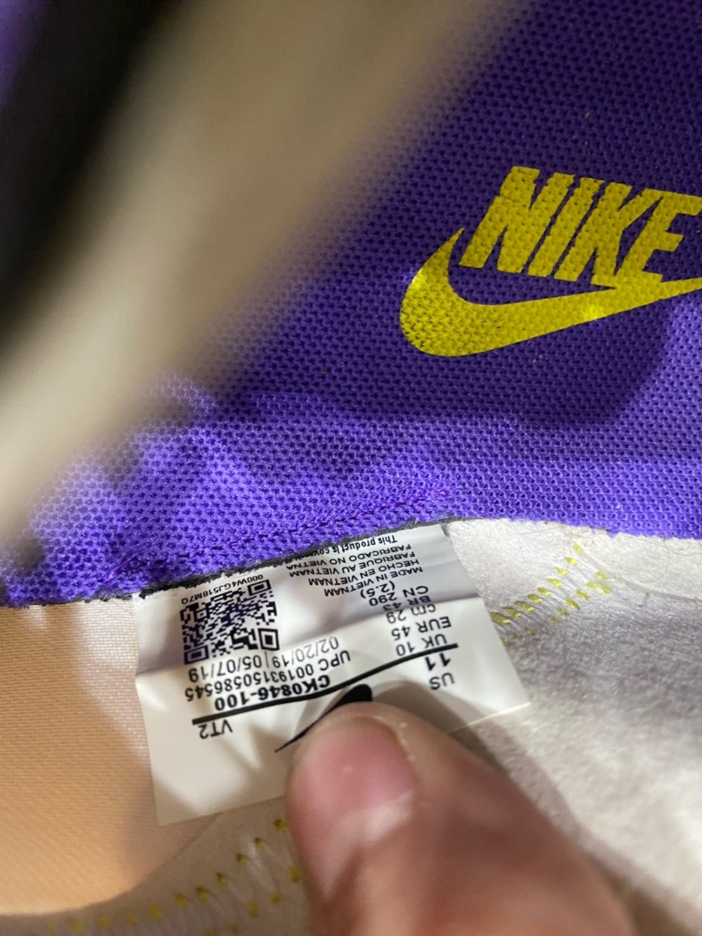 Nike White Sneakers with Purple, Pink and Yellow Highlights - Picture 7 of 7